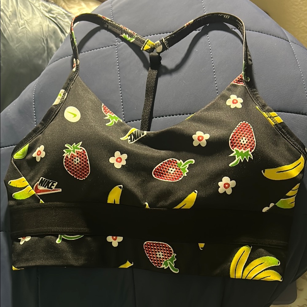 Nike Black Sports Bra with Fruit Design